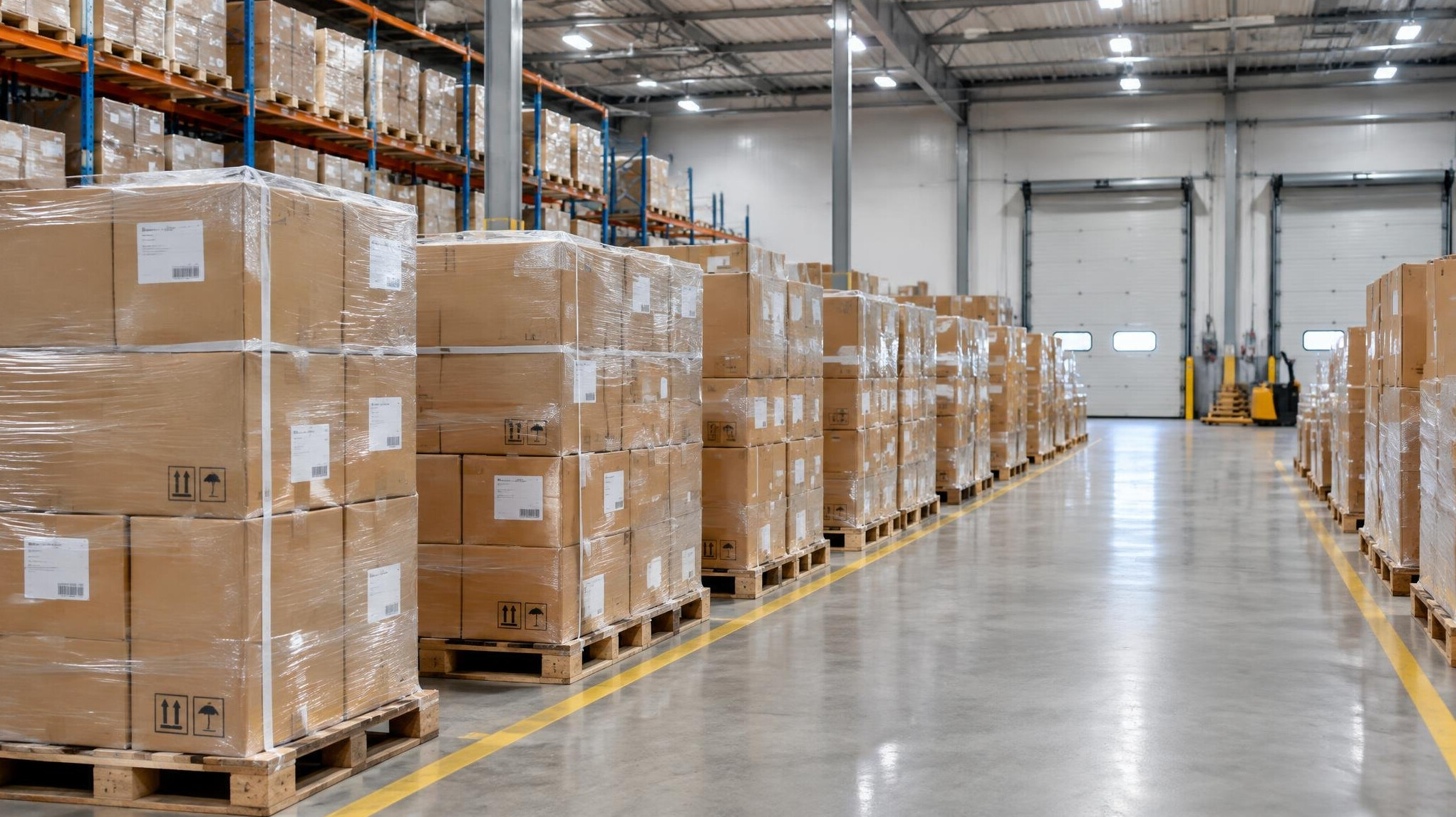 Warehouse with packed boxes ready for dispatch